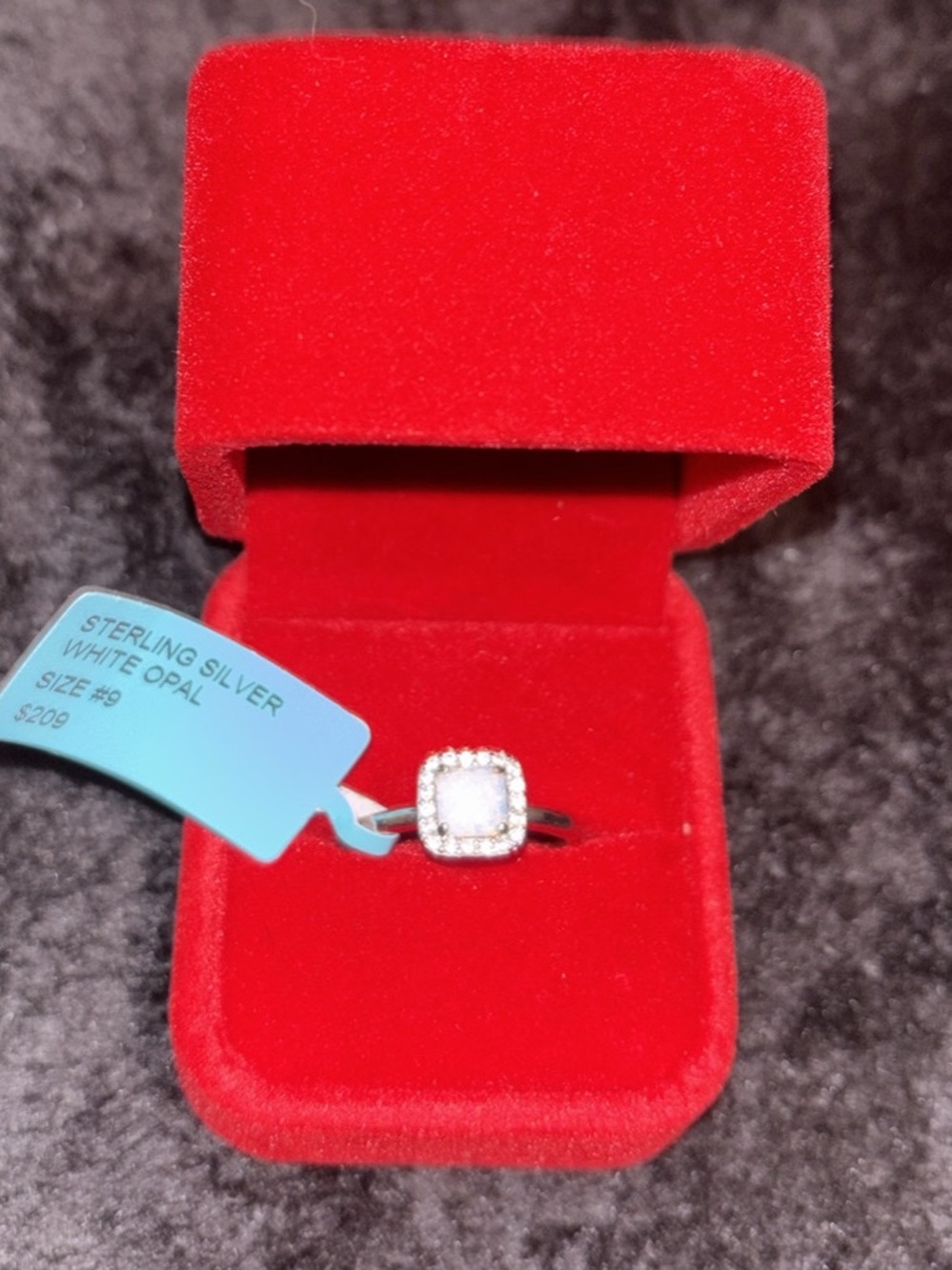 Sterling Silver White Opal Halo Ring - Sparkling White Opal